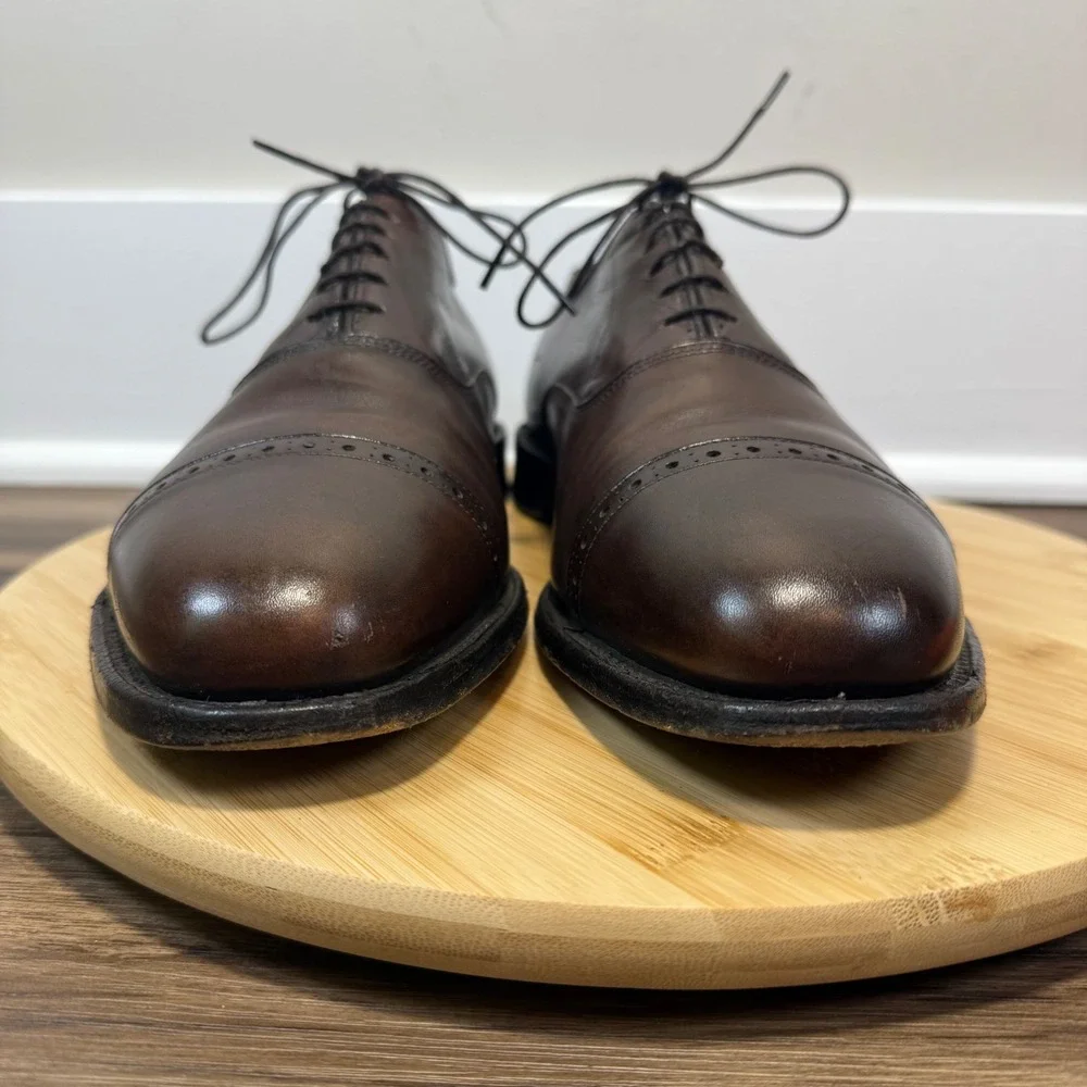 Allen Edmonds Byron Oxford Mens 10.5 C Brown Cap Toe Brogue 14380